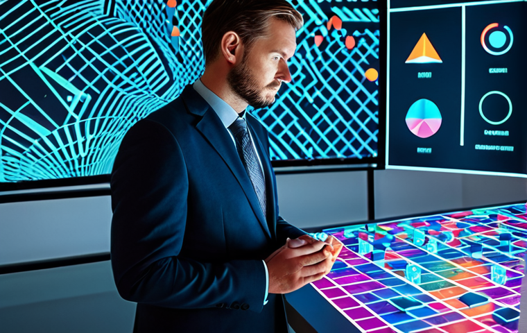 A focused professional strategist, wearing a modest business suit, intently analyzing a holographic projection displaying abstract, colorful geometric patterns that represent game pieces and strategic pathways. The projection shows dynamic, cascading elements and subtle glow effects, symbolizing powerful combos and chain reactions. The setting is a modern, clean, and well-lit office environment. Perfect anatomy, correct proportions, natural pose, well-formed hands, proper finger count. Professional photography, high quality, detailed, studio lighting, safe for work, appropriate content, fully clothed, family-friendly.
